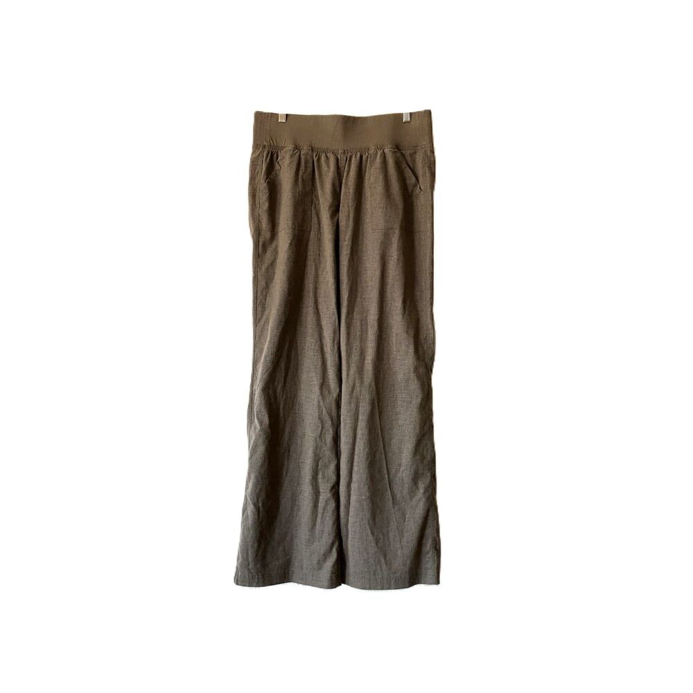 prAna Women's Medium Hemp Blend Stretch Wide Leg Pants Brown Gray Earth Tone